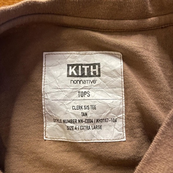 KITH x Nonnative Box Logo Clerk S/S Tee Size XL - Tan Color Rare Collab T-shirt - Picture 3 of 5